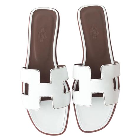 hermes white oran slippers